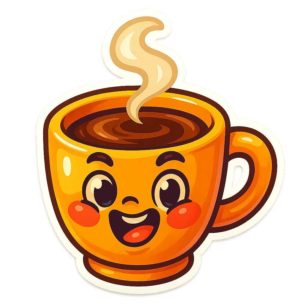 Warm cup of coffee with steam and a smiling face