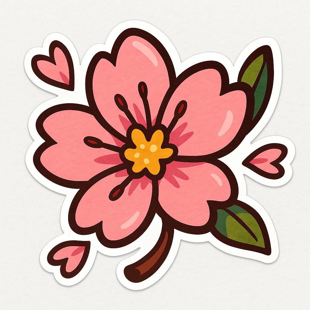 Five-petal pink flower with a yellow centre